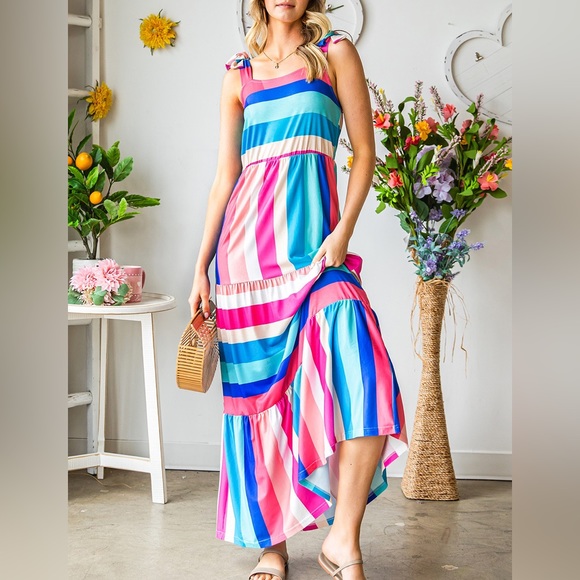 STRIPED SLEEVELESS MAXI DRESS - Picture 4 of 7